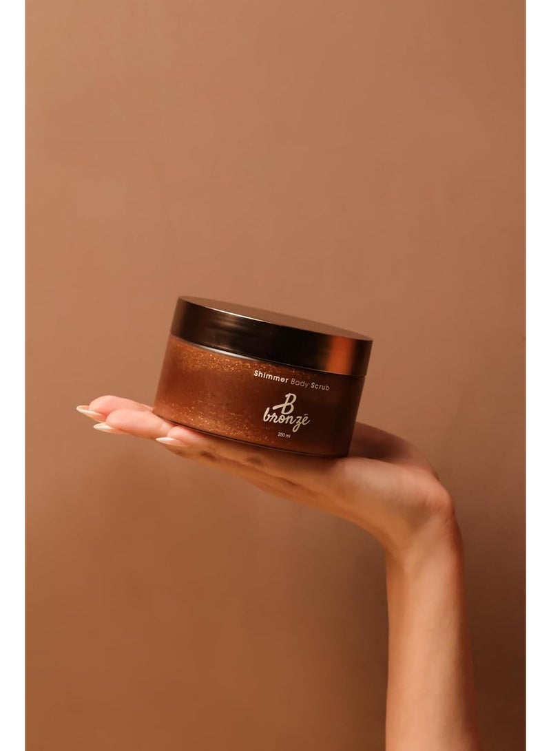 B bronze Shimmer Body Scrub – Sugar & Coconut Oil Exfoliator with Vitamin E | Brightening Pre‑Tan Buff, Vegan & Cruelty‑Free - Image 3