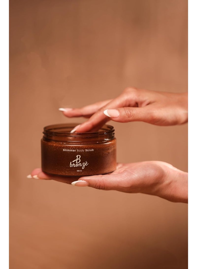 B bronze Shimmer Body Scrub – Sugar & Coconut Oil Exfoliator with Vitamin E | Brightening Pre‑Tan Buff, Vegan & Cruelty‑Free - Image 4