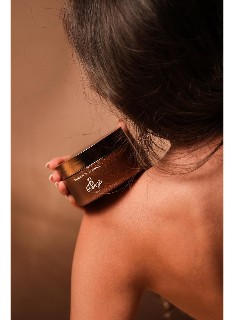 B bronze Shimmer Body Scrub – Sugar & Coconut Oil Exfoliator with Vitamin E | Brightening Pre‑Tan Buff, Vegan & Cruelty‑Free - Image 2