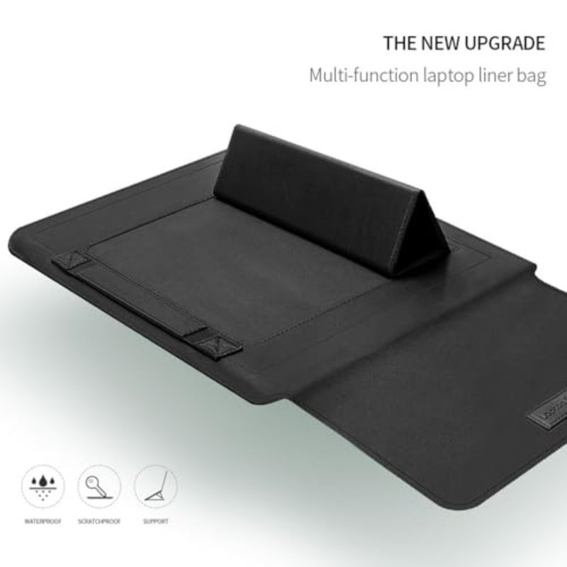 14 Inch Laptop Sleeve Case, Kequsprk Tablet Bag Padded Case with Adjustable Stand and Mouse Pad, Slim Leather Bag Portable Carrying Cover Compatible with Under 14" MacBook Laptops Black - Image 4