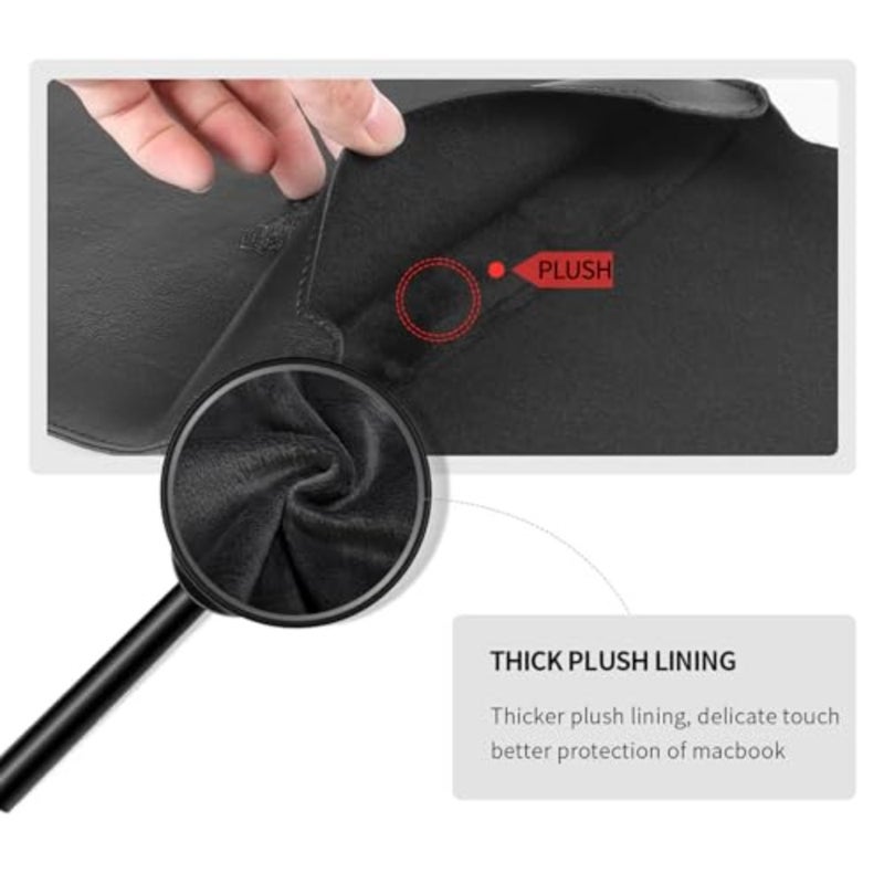 14 Inch Laptop Sleeve Case, Kequsprk Tablet Bag Padded Case with Adjustable Stand and Mouse Pad, Slim Leather Bag Portable Carrying Cover Compatible with Under 14" MacBook Laptops Black - Image 5