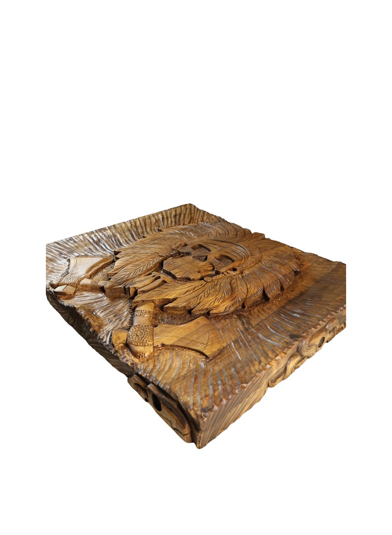 Luxury Hand-Carved Solid Wood Backgammon Set - Skull Warrior Design - 60x60 cm - Image 1