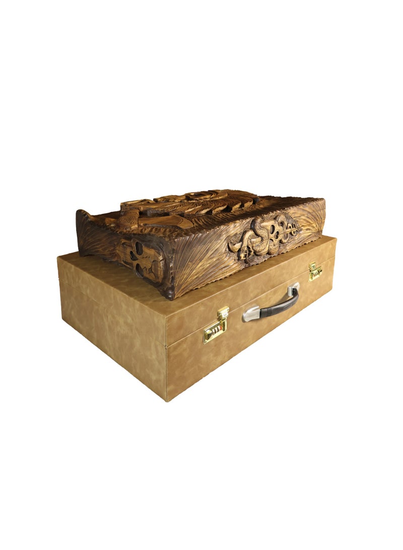 Luxury Hand-Carved Solid Wood Backgammon Set - Skull Warrior Design - 60x60 cm - Image 2