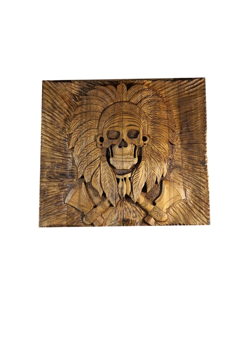 Luxury Hand-Carved Solid Wood Backgammon Set - Skull Warrior Design - 60x60 cm - Image 3
