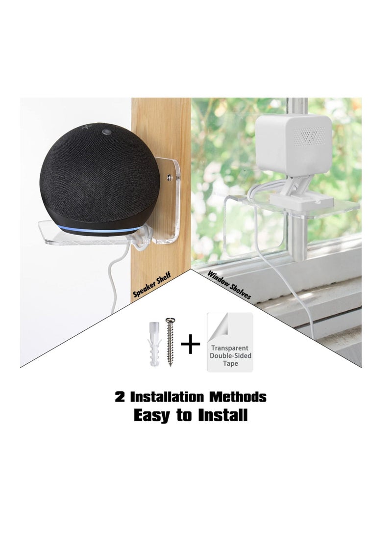 Acrylic Small Wall Shelf Set of 3 for Security Cameras, Speakers, Baby Monitors, Universal Adhesive Shelf Easy to Install No Drill, with Cable Clips (Clear) - Image 3