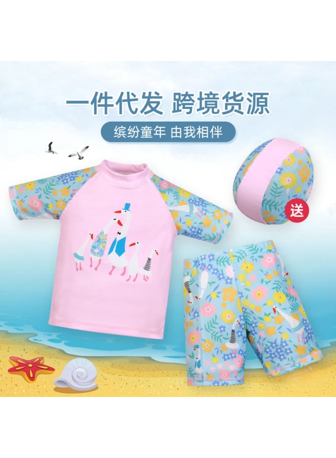 Swimwear Children's Swimwear Split Cartoon Big Kids Girls Swimwear Cute Cartoon Girls Swimwear Three-piece Set