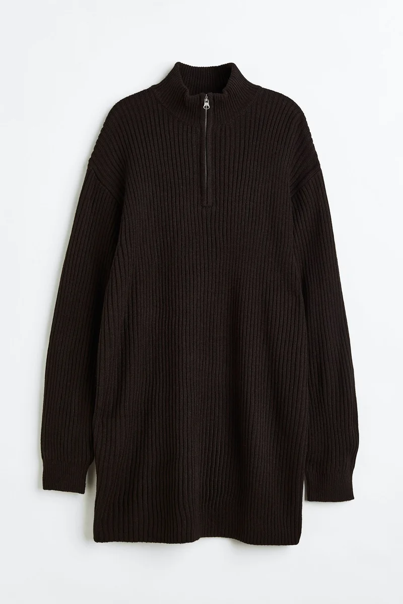 اتش اند ام فستان من نسيج محبوك بسحاب علوي