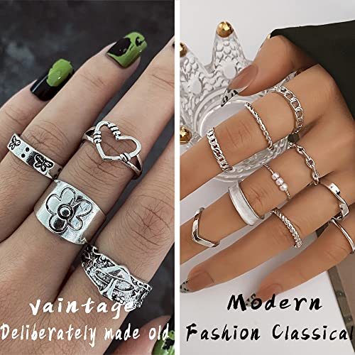 IFKM 36 Piece Silver Plated Jewelry Set - 3 Necklaces, 12 Bracelets, 7 Ear Cuffs, 14 Knuckle Rings for Women - Valentine, Anniversary, Birthday Gifts - Image 5