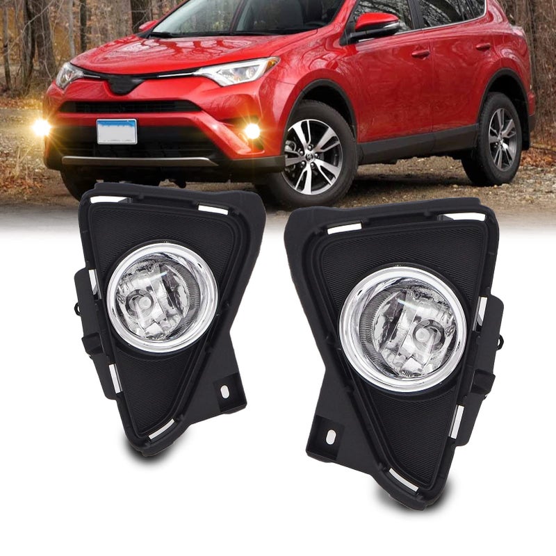 WEZEMLIGHT Fog Light Assembly For Toyota Rav4 20162018 With H163 12V 19W Halogen BulbsClear Lens