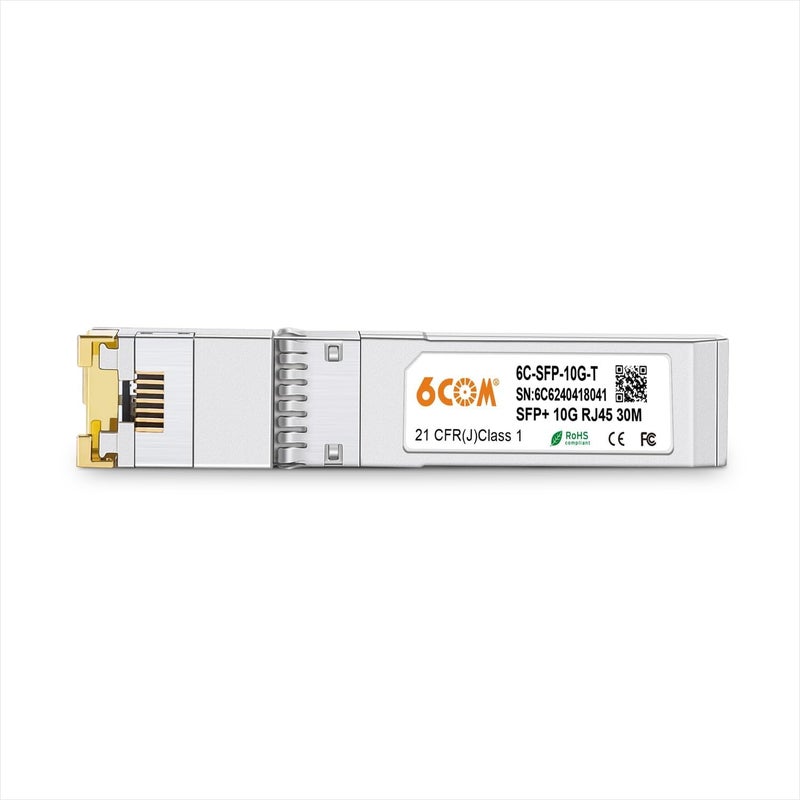 6COM 10GBase-T SFP+ RJ45 Copper Transceiver, 10G Module up to 30 Meters, Compatible for Netgear AXM765, Ubiquiti UF-RJ45-10G, and Other Open Switches - Image 1
