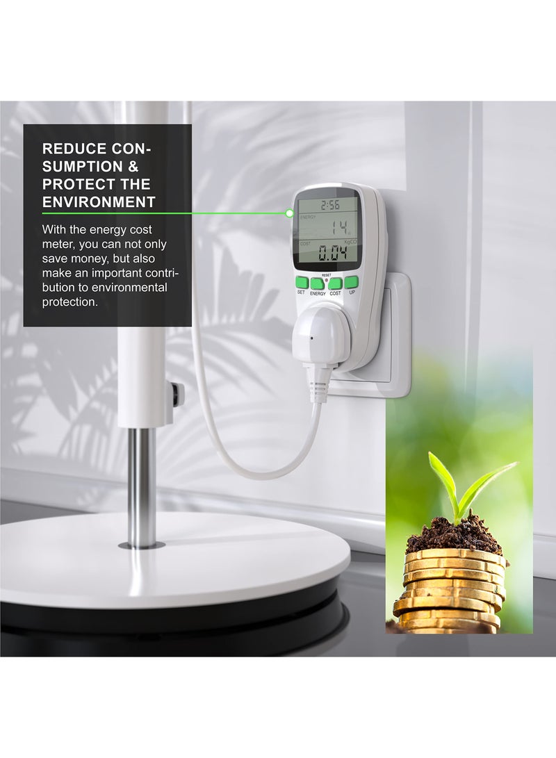 Power Meter Energy Monitor UK Plug, Watt Meter Power Consumption Analyzer with LCD Display, Energy Monitor, Overload Protection Voltage Amps KWH Analyzer for Home Appliances - Image 2