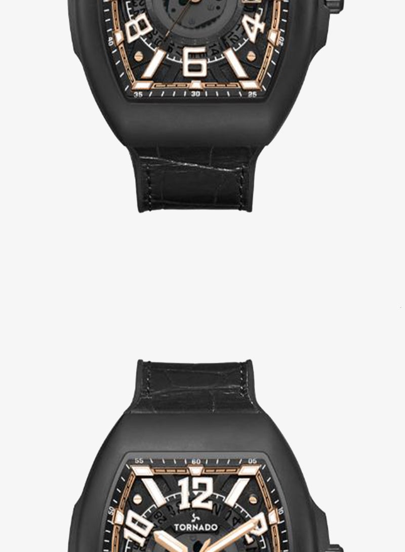 TORNADO Men's Leather Analog Display Watch T25001-BLBB - 44mm - Image 5