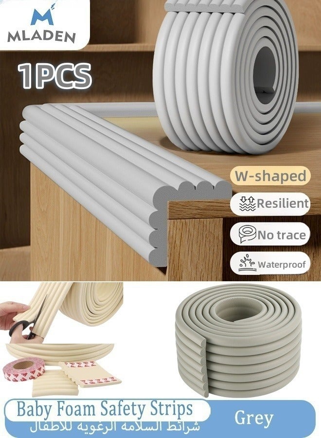 MLADEN شرائط أمان رغوية للأطفال 2 م، شرائط حماية سميكة للغاية لشريط حماية حافة حافة الزاوية حواف الأمان حواف حافة الأثاث، شريط رغوي مضاد للتصادم للأطفال، شريط رغوي لركن حائط الطاولة مع شريط مزدوج الجانب (رمادي، 1 قطعة) - Image 1