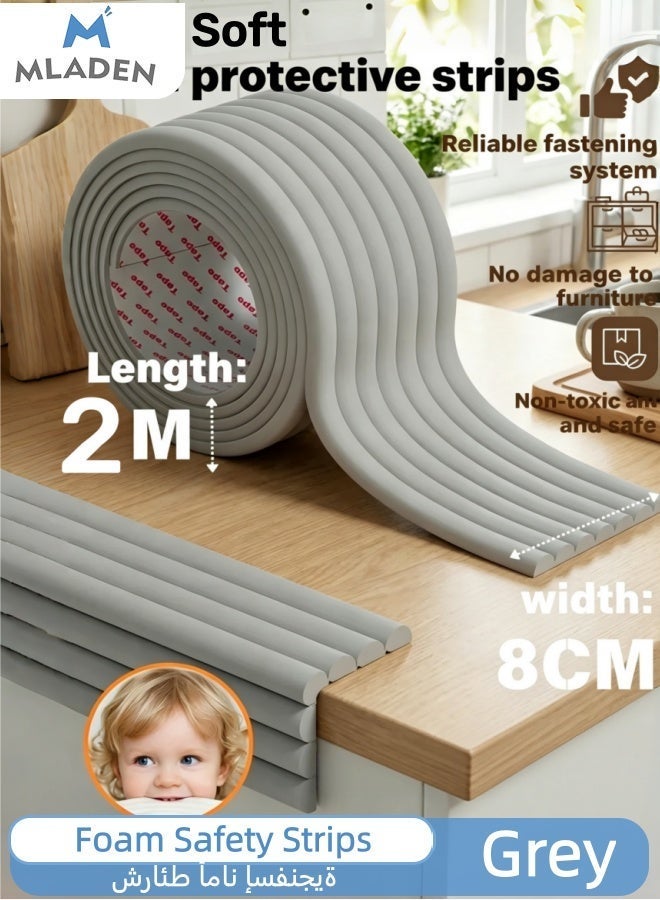 MLADEN W-Type Anti-Collision Foam Strip, Self-Adhesive Edge Protector for Baby & Kids, Wider Thicker Safety Guard for Tables, Furniture, Chairs, Glass Tables, Walls (Grey，1pc) - Image 1
