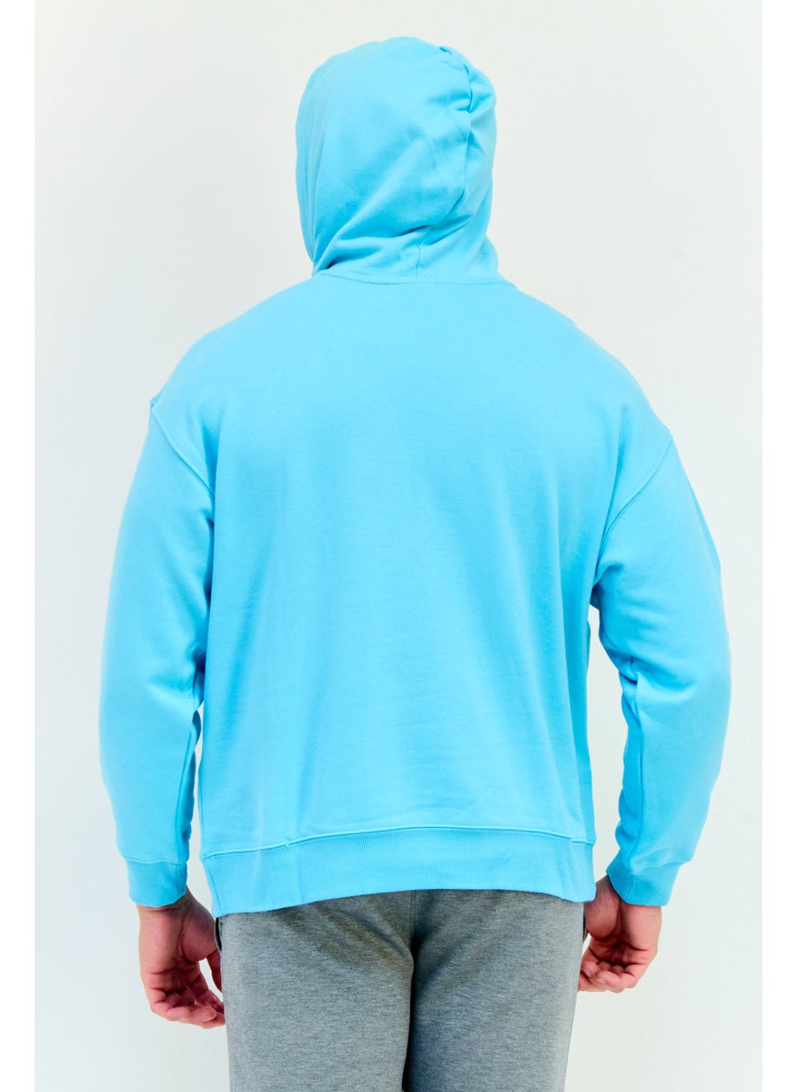 Adidas Men Sportswear Fit Long Sleeves Outdoor Hoodie, Aqua Blue  - Image 2