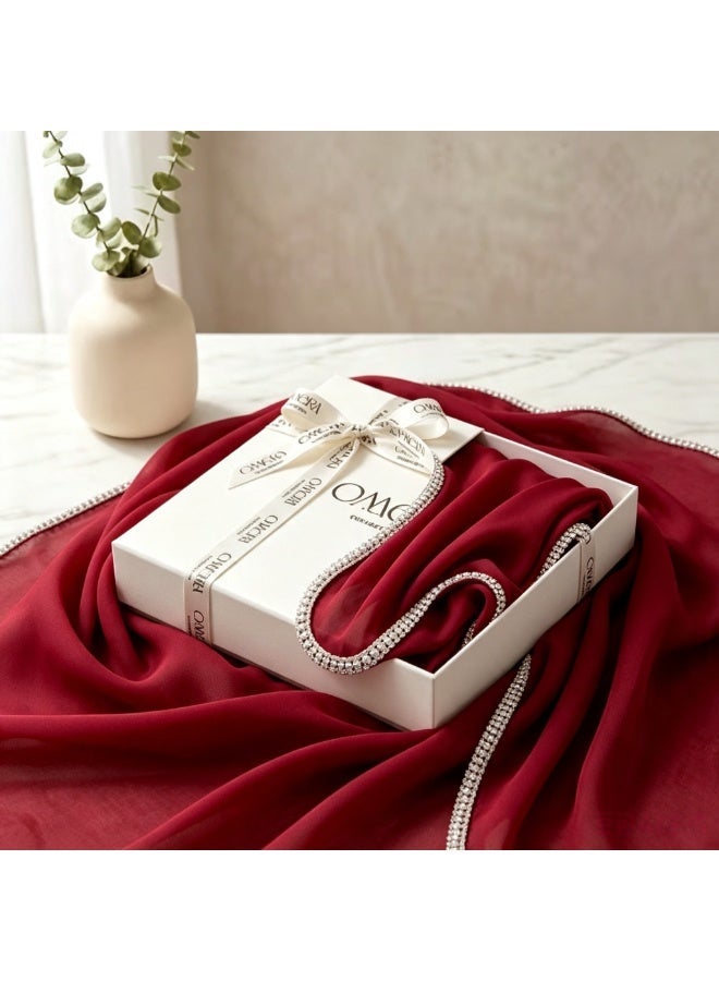 Women’s long chiffon scarf with a chain-link border and sparkling diamonds - Image 5