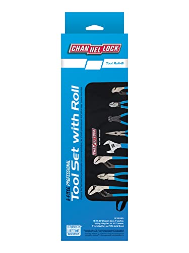 CHANNELLOCK TOOL ROLL-8 8-Piece Professional Tool Set with Tool Roll, Includes Straight Jaw Tongue & Groove, Linemen's, Cutting, and Long Nose Pliers, 1 Adjustable Wrench and Tool Roll - Image 4