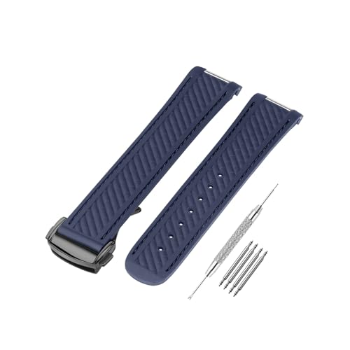 SANDEIN Watch Band Compatible with Omega Seamaster 300 AT150 Aqua Terra 8900 Curved End Steel Buckle Soft Silicone Rubber Replacement Wrist Strap for Omega Seamaster Series Watch Straps Blue Blue - Image 1