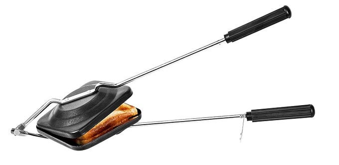 NIDHI SANDWICH GAS TOASTER REGULAR BLACK GAS STOVE SANDWICH MAKER NONSTICK GRILL AND TOAST SANDWICH MAKER WITH NONSTICK COOKWARE 1 PIECE BLACK