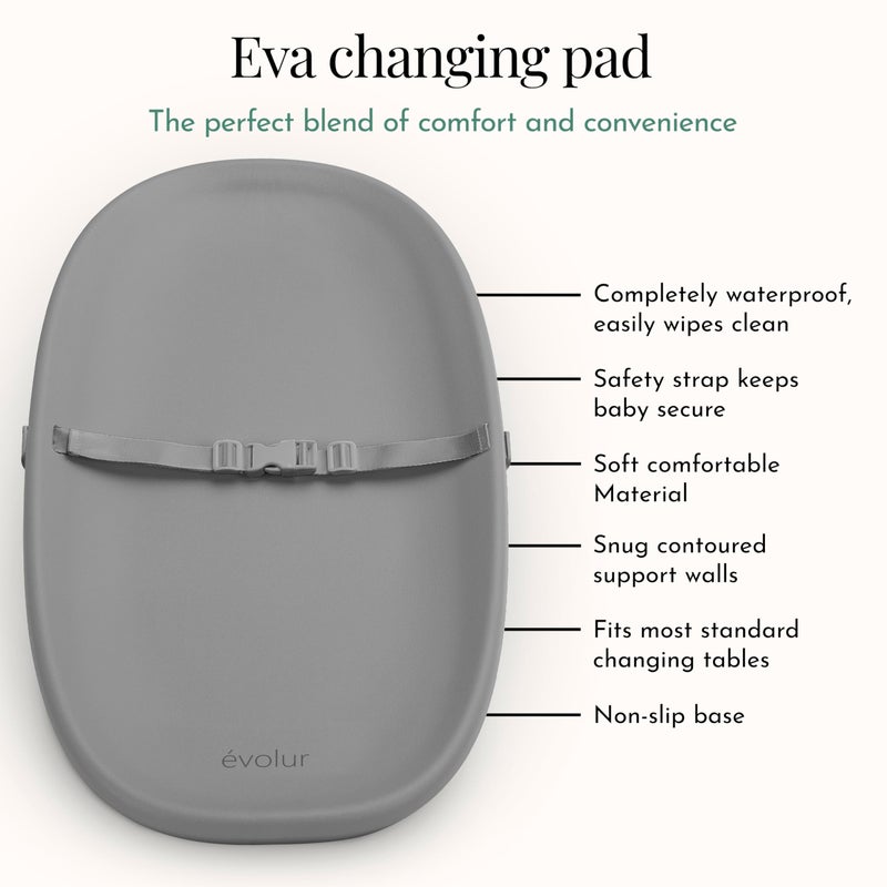 Evolur Ã©volur Eva Baby Changing Pad, Soft, Lightweight and Portable Changing Pad, Fits All Changing Table, Waterproof Firm Padding - Dark Gray - Image 5