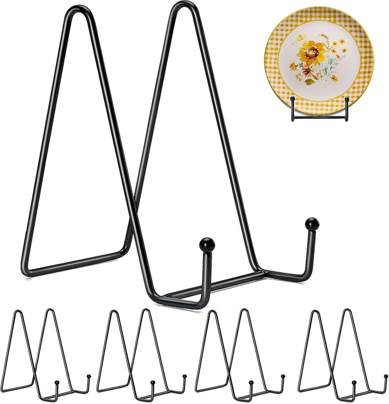 Kruodop 8 Inch Display Plate Holder, 5 Piece Plate Holder, Black Metal Frame Easel Holder for Photos, Book, Photo, Decorative Plate, Black - Image 1
