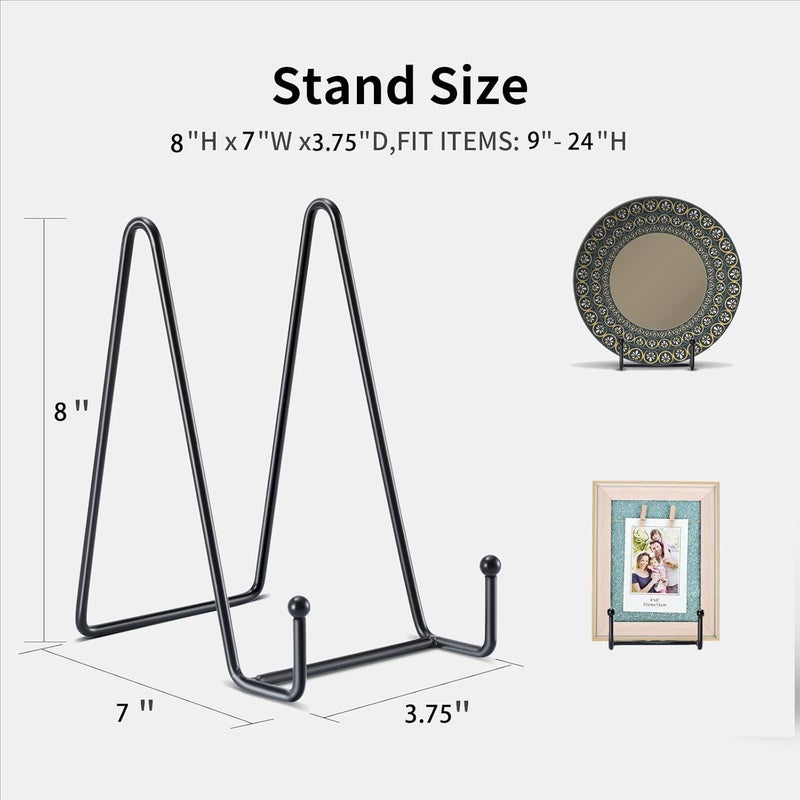Kruodop 8 Inch Display Plate Holder, 5 Piece Plate Holder, Black Metal Frame Easel Holder for Photos, Book, Photo, Decorative Plate, Black - Image 2