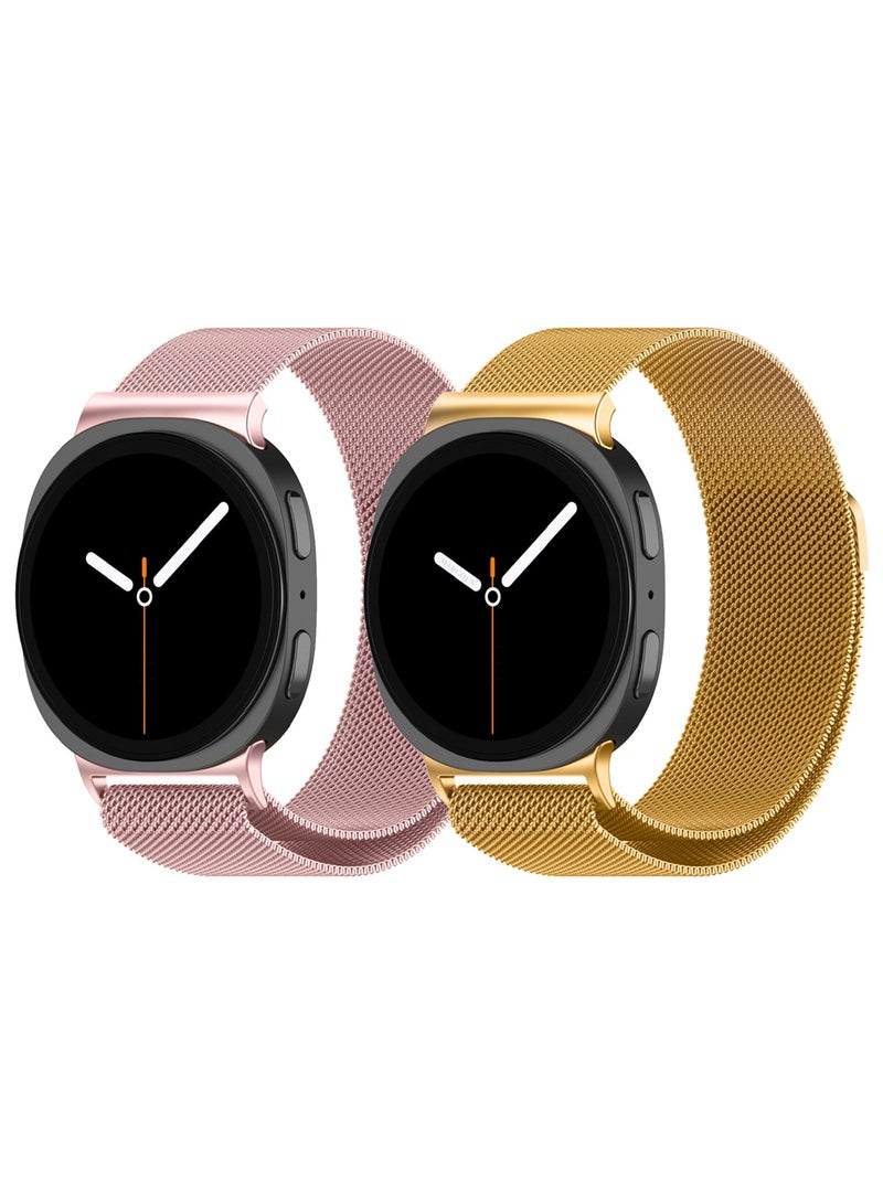 2Packs Milanese Metal Band for Samsung Galaxy Watch 8 Band 40mm 44mm/8 Classic 46mm, Mesh Magnetic Stainless Steel Loop Strap - Image 2