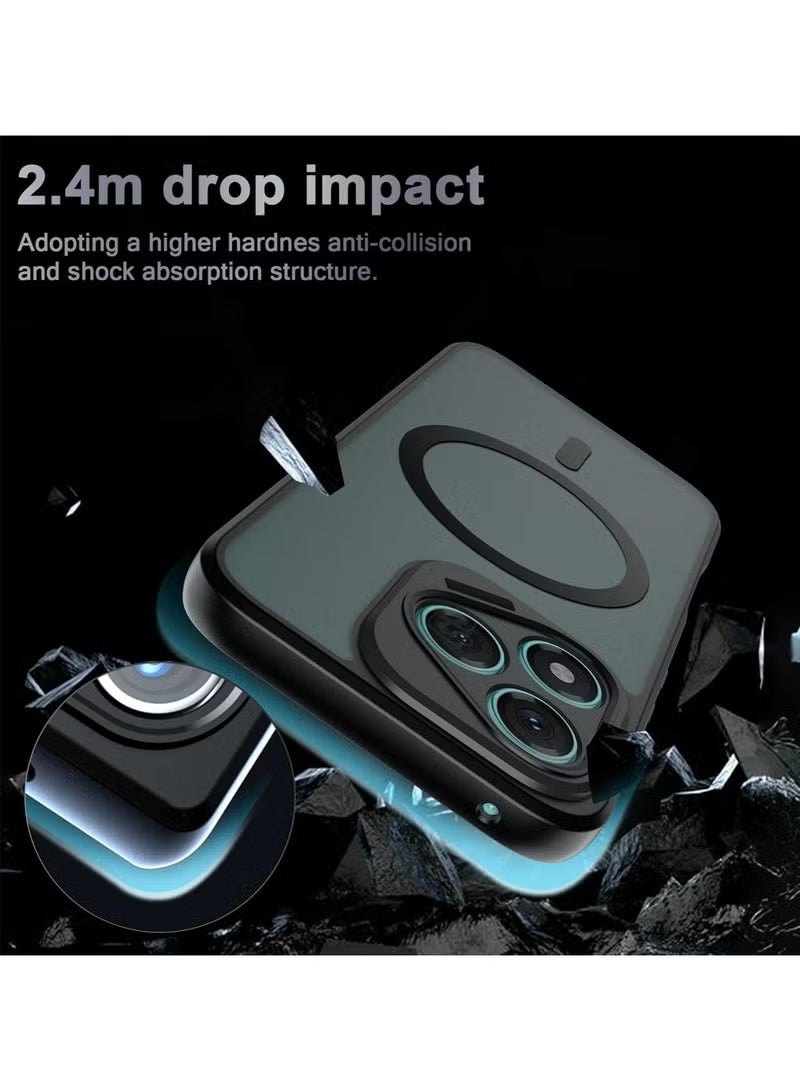 for Honor 400 Lite Case, Upgraded Full Camera Protection, Compatible with Mag-safe, Slim Translucent Matte Back Soft Bumper Phone Cover for Honor 400 Lite (Black) - Image 3