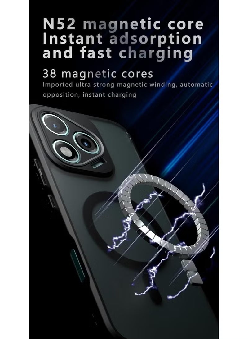 for Honor 400 Lite Case, Upgraded Full Camera Protection, Compatible with Mag-safe, Slim Translucent Matte Back Soft Bumper Phone Cover for Honor 400 Lite (Black) - Image 2