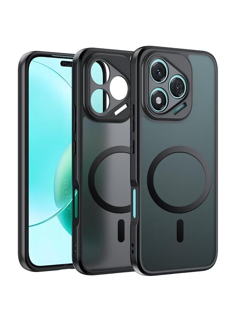 for Honor 400 Lite Case, Upgraded Full Camera Protection, Compatible with Mag-safe, Slim Translucent Matte Back Soft Bumper Phone Cover for Honor 400 Lite (Black) - Image 1