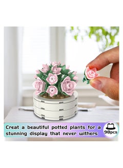 KASTWAVE Succulent Plants Building Kit Bonsai Flower Building Toys Build A Garden Flower Building Perpetual Flower Bouquet Potted Table Decoration Simulation Block Flower Artificial Flowers Building Toys  - Image 2