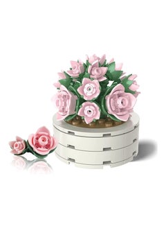 KASTWAVE Succulent Plants Building Kit Bonsai Flower Building Toys Build A Garden Flower Building Perpetual Flower Bouquet Potted Table Decoration Simulation Block Flower Artificial Flowers Building Toys  - Image 1