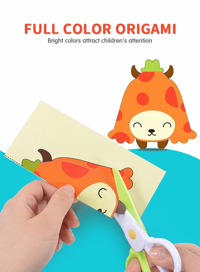 GROIC Paper Cutting Activity Set with Scissor, DIY Fun Paper-Cutting Handmade Puzzle, Stereo Origami Book, 100 Sheets Double-sided Kids Educational Toy Early Learning Development - Image 2