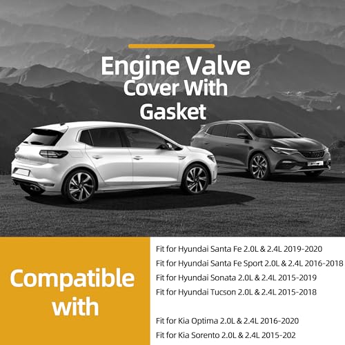 JAVOUKA 224002GGB0 Engine Valve Cover Fit for Hyundai Santa Fe 19-20 for Santa 15-19 for Tucson 15-18 for Kia Optima 16-20 for Sorento 15-20 2.0L 2.4L 224002GGB0 Valve Cover OE 224002GGB0 224102GGA1 - Image 2
