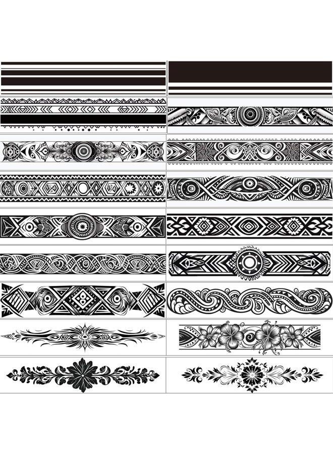 Glaryyears Armband Temporary Tattoo - Pack of 18 Super Long Realistic Boho Polynesian Maori Fake Tattoos Wrist Ankle Geometric Tribal Totems - Image 5