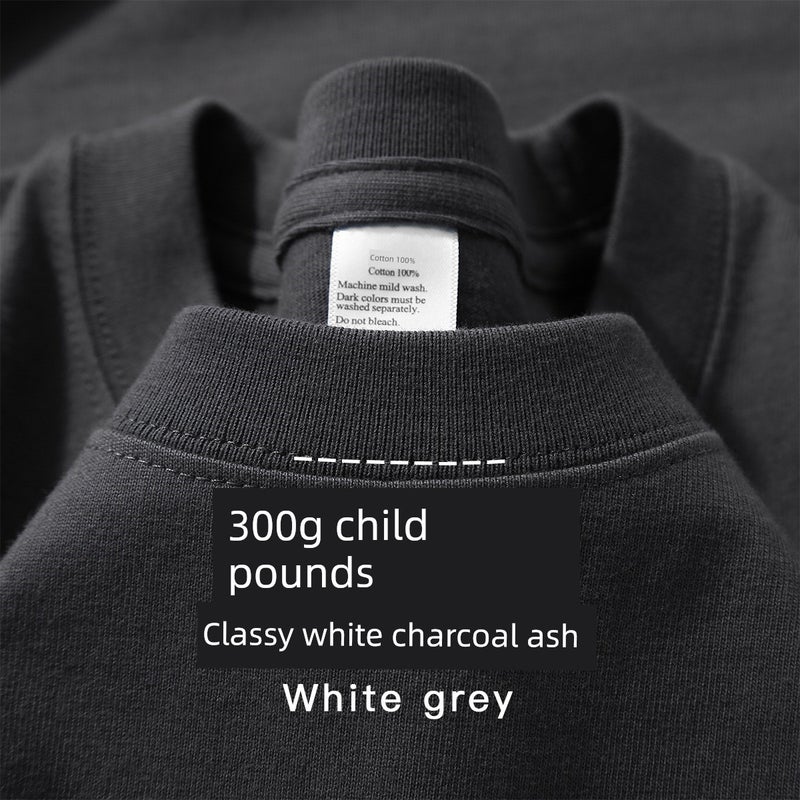 Xinjiang cotton 300g heavyweight pure cotton solid color short-sleeved T-shirt for men and women in cool tones American retro loose half-sleeved summer - Image 1