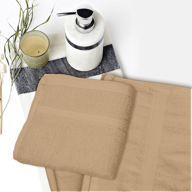 Princess Deyarco - - 2 Pcs Set Hand Towel, Fabric: 100% Cotton Terry, 480 GSM, Size: 40x70cm, Pattern: Ringspun, Color: Beige - Image 5