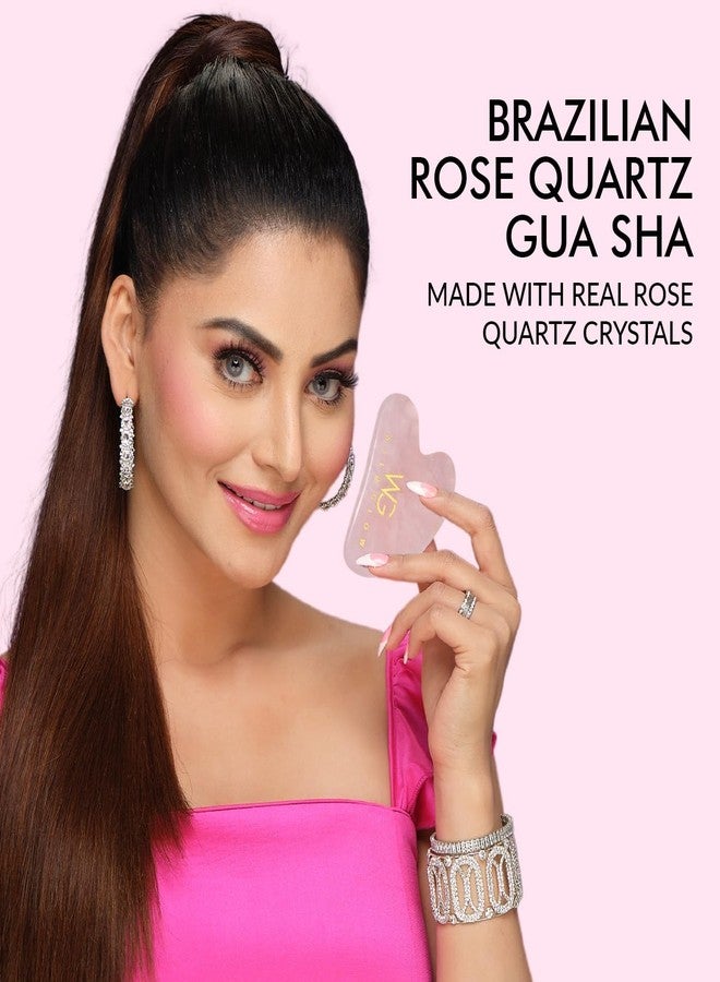 WildGlow Brazilian Rose Quartz Gua Sha, Real Brazilian Stone, 100% natural rose quartz Gua Sha, Manual face massage, Face slimming, Enhance blood flow, Increase lymphatic drainage - Image 2