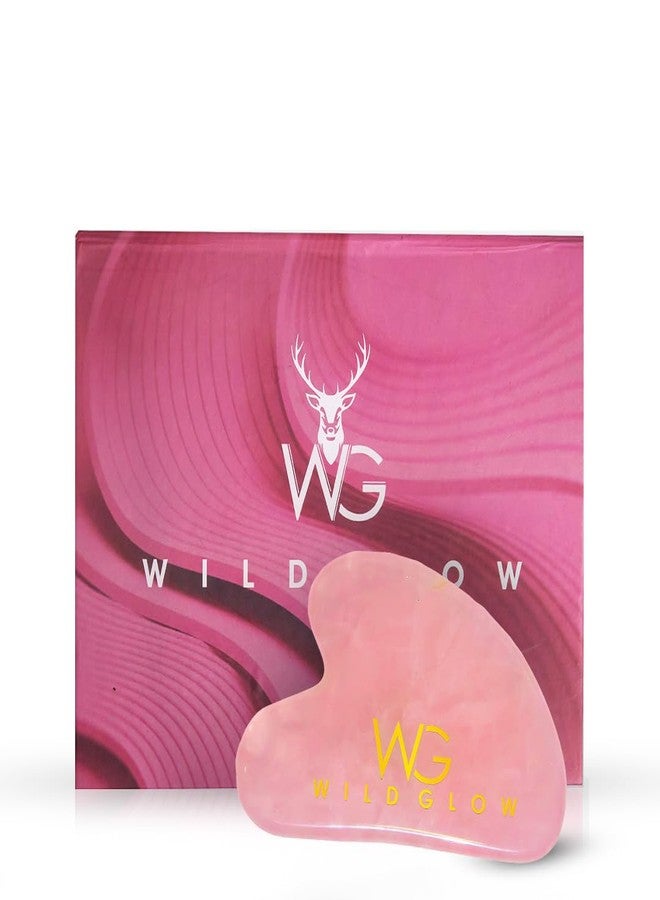 WildGlow Brazilian Rose Quartz Gua Sha, Real Brazilian Stone, 100% natural rose quartz Gua Sha, Manual face massage, Face slimming, Enhance blood flow, Increase lymphatic drainage - Image 1