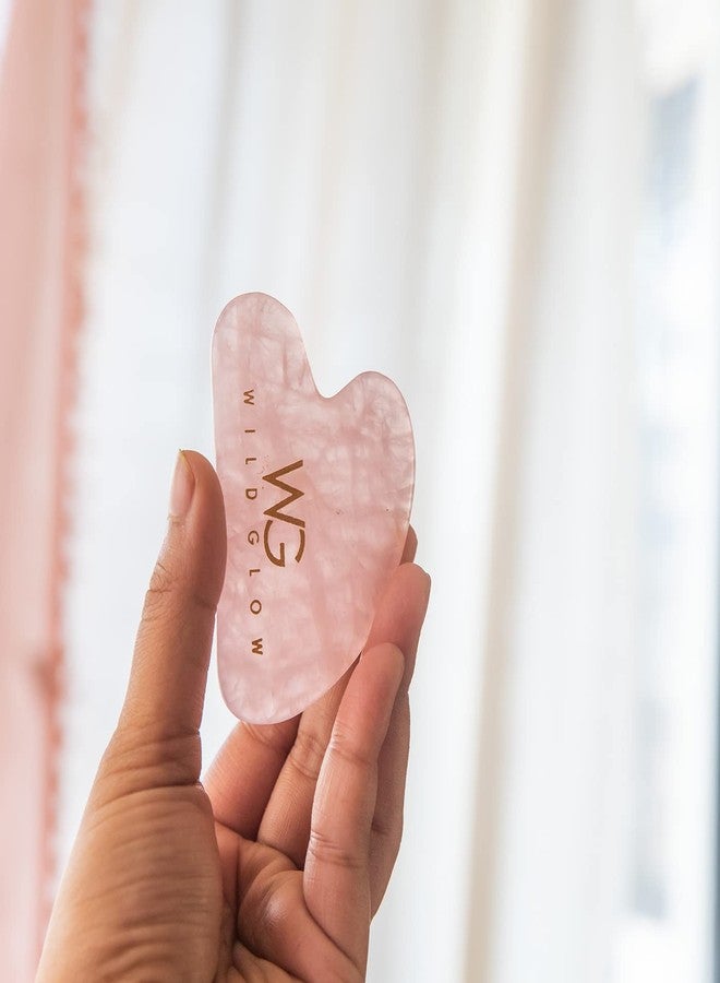 WildGlow Brazilian Rose Quartz Gua Sha, Real Brazilian Stone, 100% natural rose quartz Gua Sha, Manual face massage, Face slimming, Enhance blood flow, Increase lymphatic drainage - Image 4