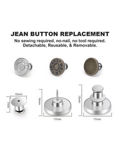 SYOSI 50 Sets Button Pins for Jeans Pants, Adjustable Reusable Jean Buttons Pins Instant Reduce Loose Jeans, No Sew and No Tools Metal Pants Button Replacement, Clips Jean Button Tightener  - Image 2