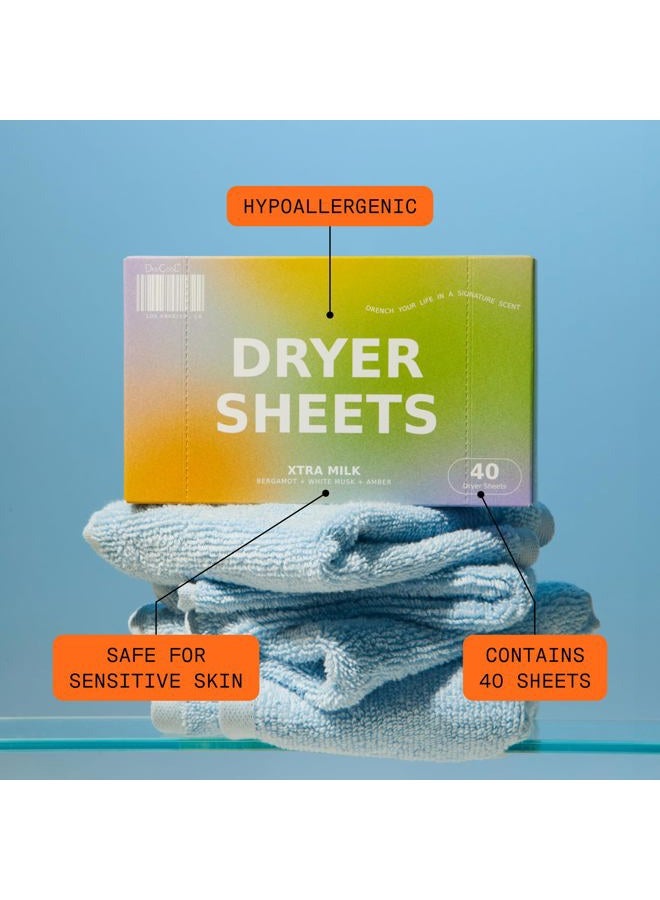 dedcool Dryer Sheets | Xtra Milk | 40 Count | Non-Toxic Vegan Fabric Softener | Bergamot, Vanilla & Amber Scent | Gentle on Sensitive Skin | Softens & Freshens | Premium Laundry Supplies - Image 4