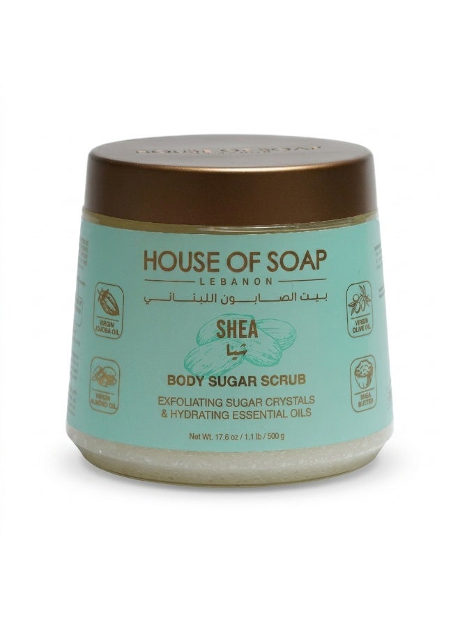 Shea Body Sugar Scrub Exfoliating & Moisturizing Skincare Treatment for Soft Smooth Glowing Skin – 500g