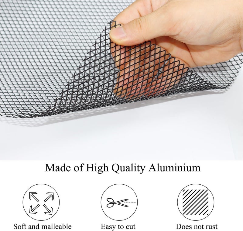 TuhooMall Universal Car Grill Mesh 40" x 13", Black-Painted Aluminum Alloy Automotive Grille Insert, Multifunctional Grille Mesh Roll (black, 4 x 8mm Rhombic Hole) - Image 4