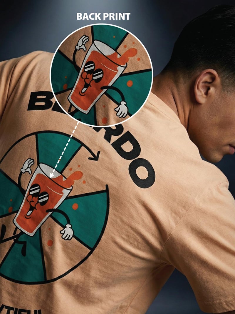 Veirdo® Pure Cotton Oversized Baggy Fit Cool Beerdo Graphic Printed Beige T-Shirt for Men/Boys (OS_V_BEERDO_BG_S) - Image 4