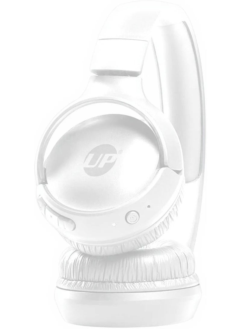 أب سماعات رأس لاسلكية بلوتوث UP UH-1 فوق الأذن | مكبرات صوت 40 مم | تصميم قابل للطي | دعم AUX | أبيض - Image 3