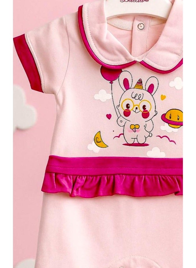 ANDRINA Pink Bunny Print Baby Set, Soft and Fashionable Newborn Girls Clothes - Image 4