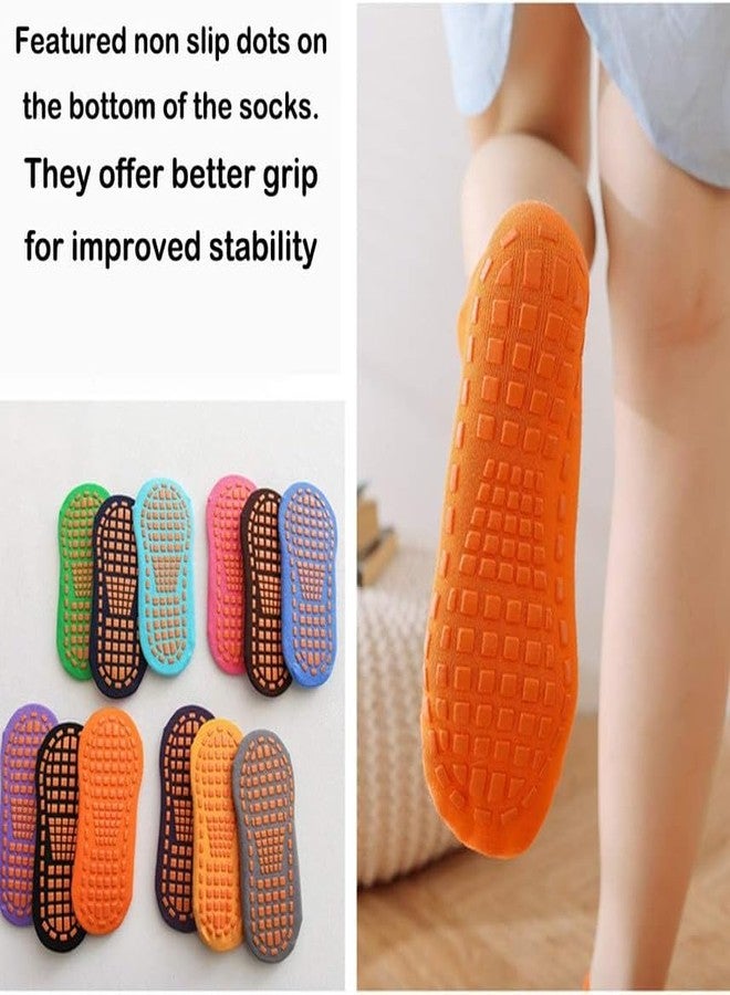 Yanwenx 4 Pairs Non Slip Yoga Grip Socks for Boy Girl Women Cotton Crew Socks_11-15 Years - Image 2