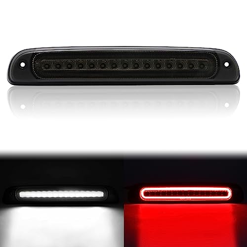 SHINEFIT 3rd Third Brake Light Compatible with 1999-2016 F250 F350 F450 F550 Super Duty High Mount Stop Brake Lights White Cargo Lamp, Smoked Lens - Image 1