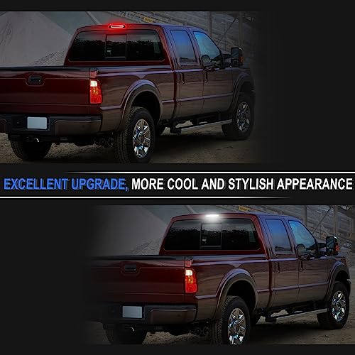 SHINEFIT 3rd Third Brake Light Compatible with 1999-2016 F250 F350 F450 F550 Super Duty High Mount Stop Brake Lights White Cargo Lamp, Smoked Lens - Image 4